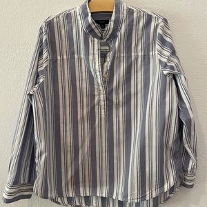 Jcrew blue and white striped pull over blouse size 10